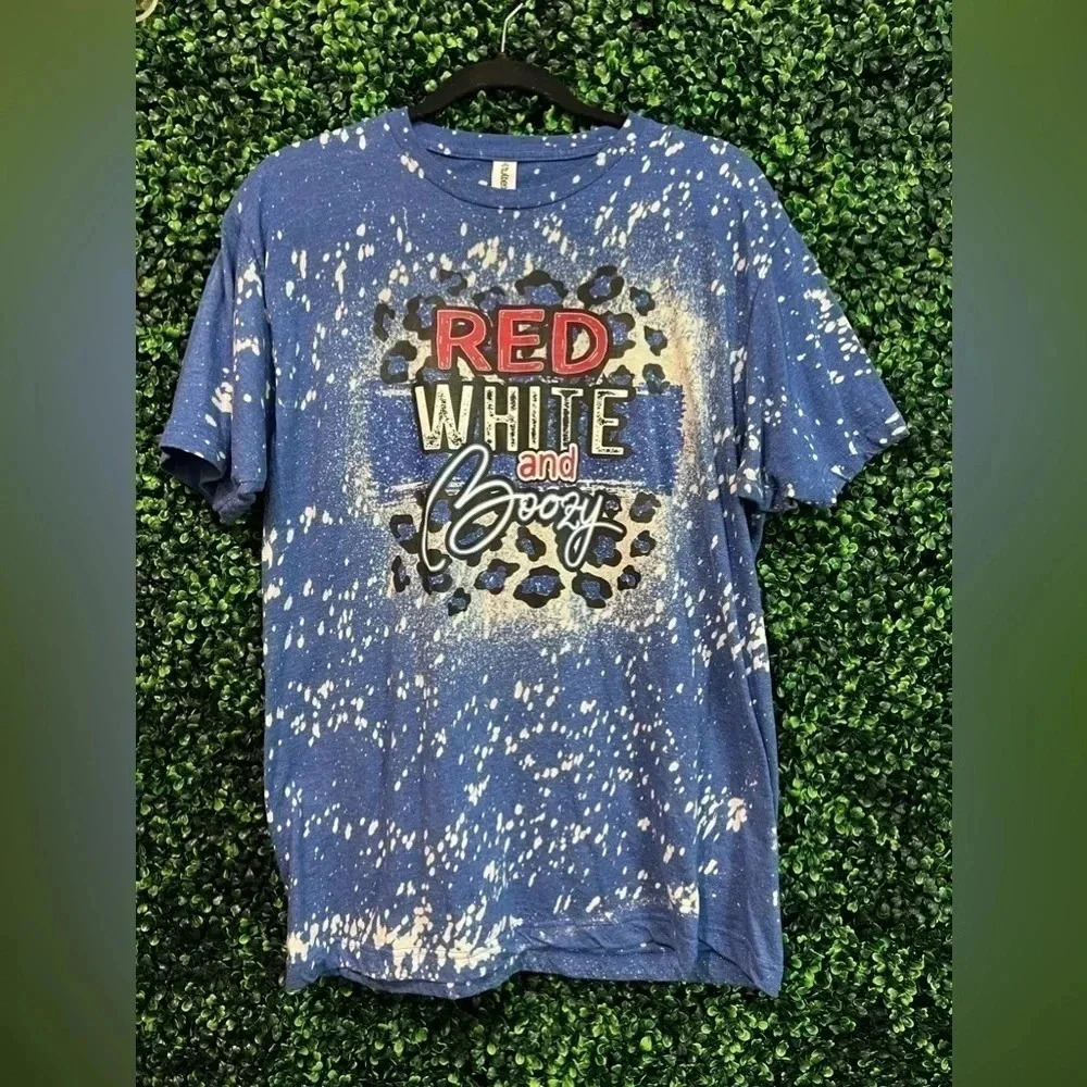 Tultex Red White and Boozy Tee (Blue Tee Only) - Large - Picture 2 of 5